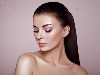 Beautiful woman face stock photo NULLED