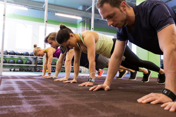 group of people exercising in gym stock photo NULLED