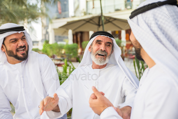 Group of businessmen in Dubai stock photo NULLED