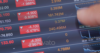 Digital tablet computer showing stock market data stock photo NULLED