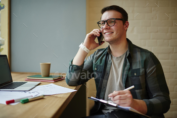 Working online on freelance, using technology stock photo NULLED