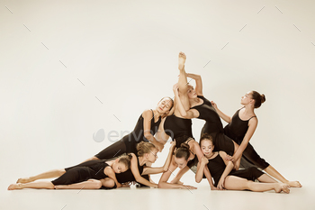 The group of modern ballet dancers stock photo NULLED