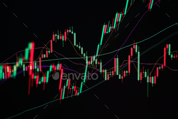The various charts present the trend of the stock market for the investor stock photo NULLED