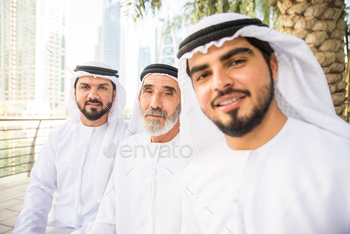 Group of businessmen in Dubai stock photo NULLED