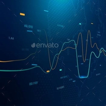 Global business background with stock chart in blue tone stock photo NULLED