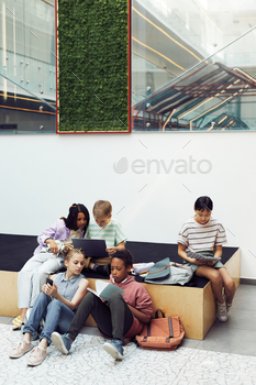 Group of Kids at Modern School stock photo NULLED