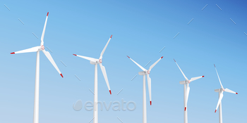 Group of wind turbines stock photo NULLED