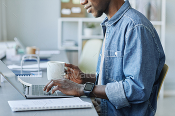 Man Working Freelance Side View stock photo NULLED