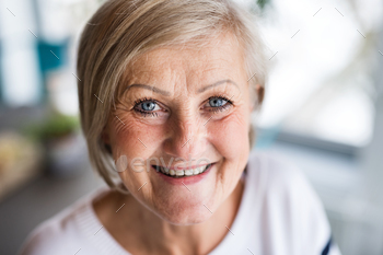 Portrait of a senior woman at home. stock photo NULLED