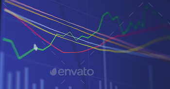 Stock market investment graph over blue screen stock photo NULLED
