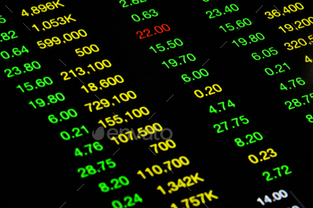 Stock market price drastically increasing on computer screen stock photo NULLED