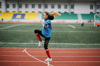 Woman exercising stock photo NULLED