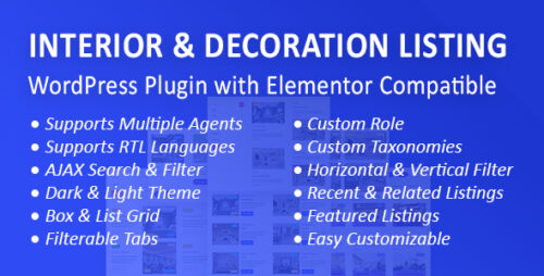 Interior Design and Decoration Listing WordPress Plugin